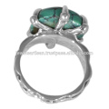 Bijoux à anneaux en argent sterling 925 en pierres précieuses turquoise tibétain